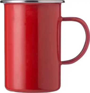 Taza esmaltada 450 ml borde acero inoxidable