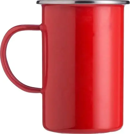 Taza esmaltada 450 ml borde acero inoxidable