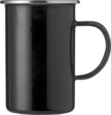 Taza esmaltada 450 ml borde acero inoxidable