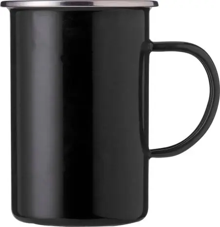 Taza esmaltada 450 ml borde acero inoxidable
