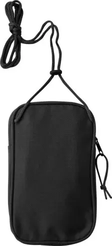 Bandolera rPET 600D cordón cuello hombro muñeca etiqueta