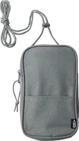 Bandolera rPET 600D cordón cuello hombro muñeca etiqueta