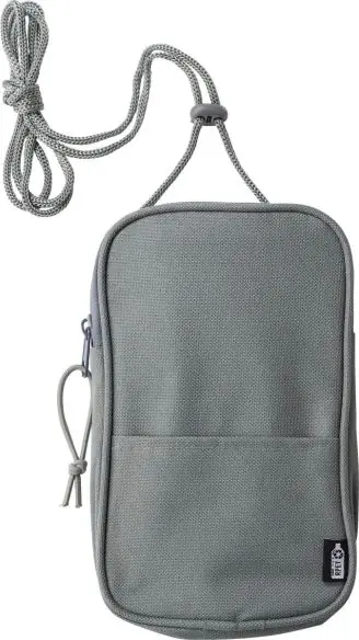 Bandolera rPET 600D cordón cuello hombro muñeca etiqueta