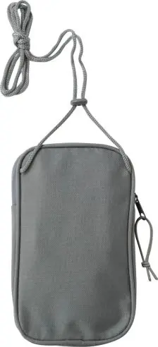 Bandolera rPET 600D cordón cuello hombro muñeca etiqueta