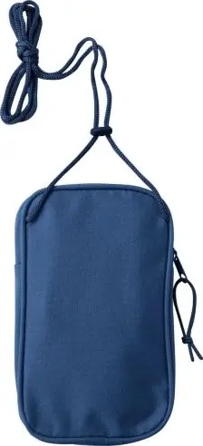 Bandolera rPET 600D cordón cuello hombro muñeca etiqueta