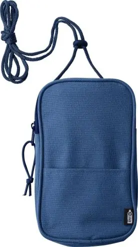 Bandolera rPET 600D cordón cuello hombro muñeca etiqueta