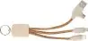 Set cables corcho caña trigo USB-A/C lightning llavero - Imagen 5