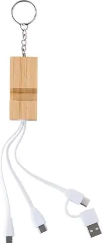 Set de cables de bambú con llavero y soporte
