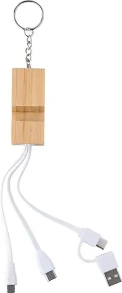 Set de cables de bambú con llavero y soporte