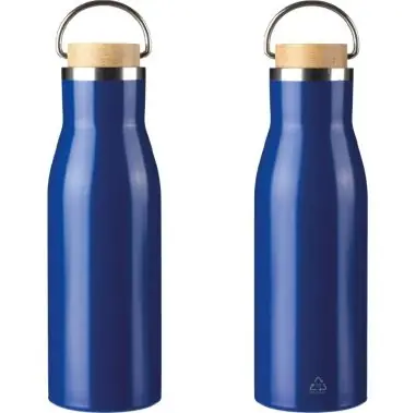 Botella acero reciclado 500 ml con asa y bambú