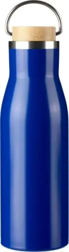 Botella acero reciclado 500 ml con asa y bambú