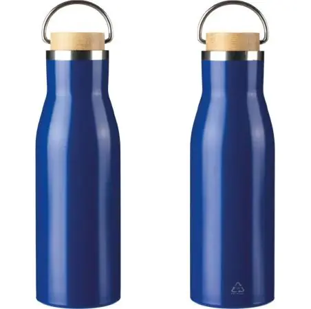Botella acero reciclado 500 ml con asa y bambú