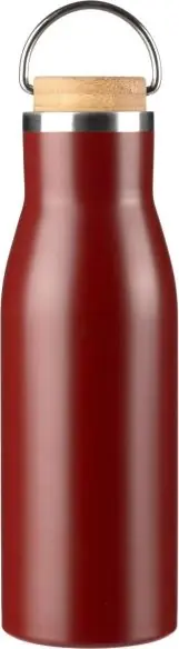 Botella acero reciclado 500 ml con asa y bambú