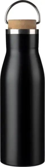 Botella acero reciclado 500 ml con asa y bambú