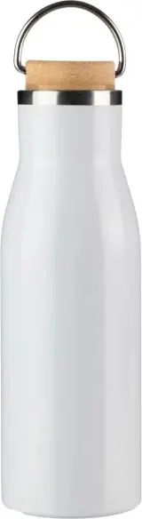 Botella acero reciclado 500 ml con asa y bambú