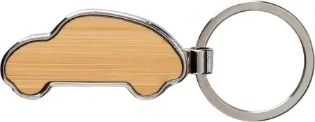 Llavero coche de zinc y bambú con funda kraft