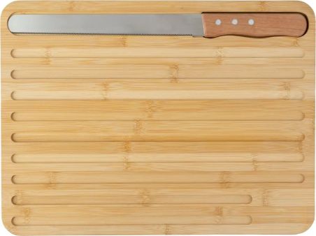 Tabla de bambú con cuchillo para pan