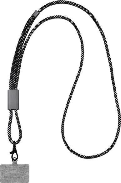 Lanyard móvil RPET aluminio poliéster GRS OEKO-TEX