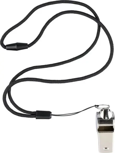 Silbato metal con cordón y hebilla