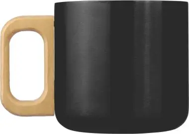 Taza termo acero reciclado 400 ml con asa de madera