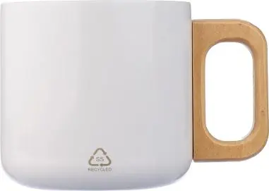 Taza termo acero reciclado 400 ml con asa de madera