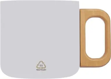 Taza termo acero reciclado 400 ml con asa de madera