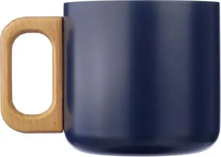 Taza termo acero reciclado 400 ml con asa de madera