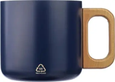 Taza termo acero reciclado 400 ml con asa de madera