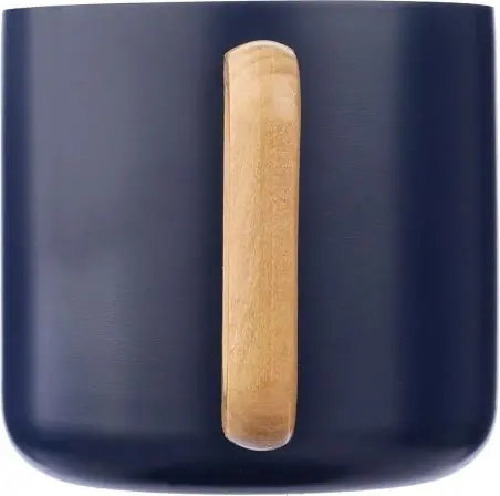 Taza termo acero reciclado 400 ml con asa de madera
