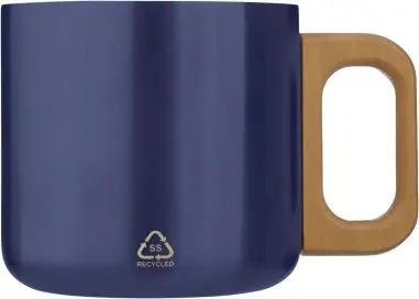 Taza termo acero reciclado 400 ml con asa de madera