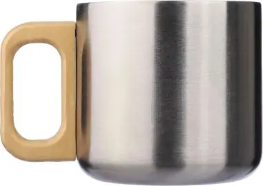Taza termo acero reciclado 400 ml con asa de madera