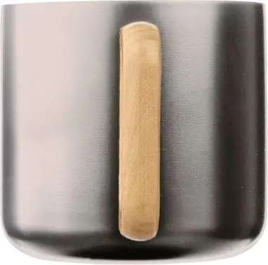 Taza termo acero reciclado 400 ml con asa de madera