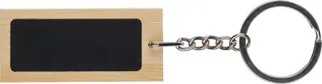 Llavero rectangular de bambú y acero inoxidable