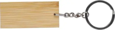 Llavero rectangular de bambú y acero inoxidable