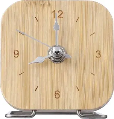 Reloj bambú con soporte y pila