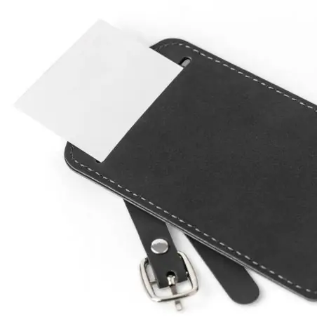 Set porta pasaporte PU reciclado y etiqueta