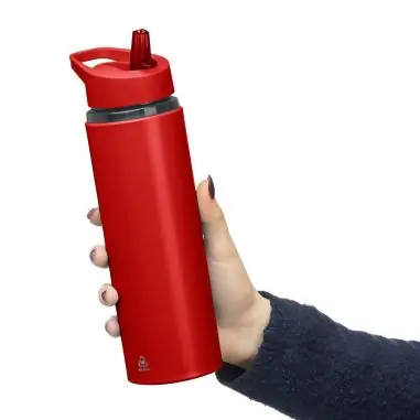 Bidón acero reciclado Zeno 500 ml con pajita