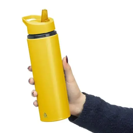 Bidón acero reciclado Zeno 500 ml con pajita