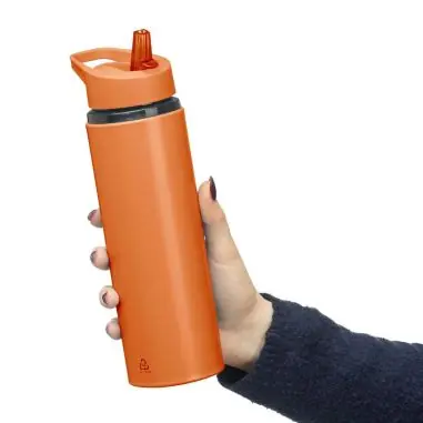 Bidón acero reciclado Zeno 500 ml con pajita