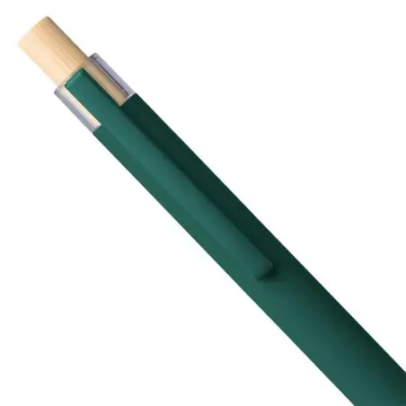 Bolígrafo aluminio reciclado con pulsador bambú