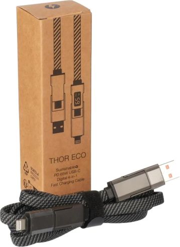 Cable nailon reciclado 4 en 1 120 cm 65W tipo C Lightning