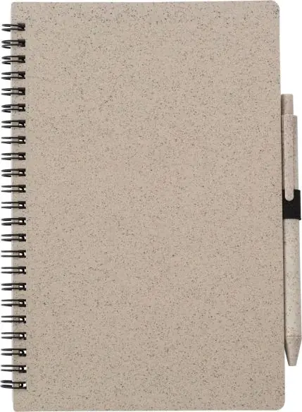 Libreta A5 paja de trigo con bolígrafo
