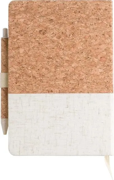 Set cuaderno corcho lino y bolígrafo