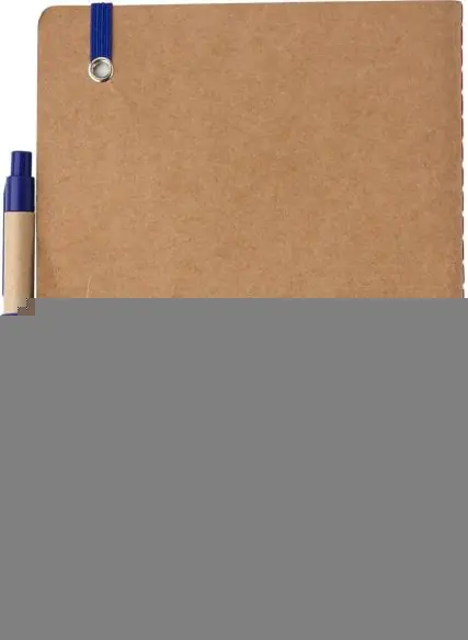 Cuaderno cartón reciclado A5 120p FSC bolígrafo cartón paja