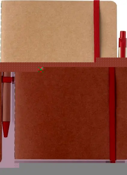 Cuaderno cartón reciclado A5 120p FSC bolígrafo cartón paja
