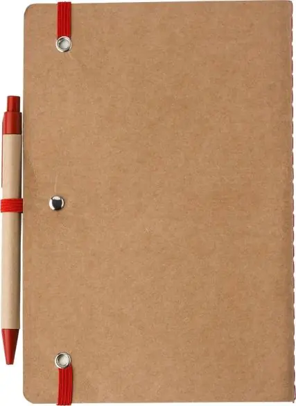 Cuaderno cartón reciclado A5 120p FSC bolígrafo cartón paja
