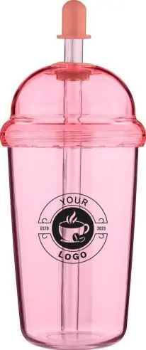 Vaso rPET Glow 500 ml tapa rosca pajita silicona frío