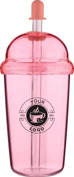 Vaso rPET Glow 500 ml tapa rosca pajita silicona frío