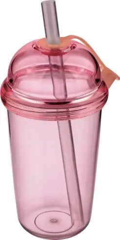 Vaso rPET Glow 500 ml tapa rosca pajita silicona frío
