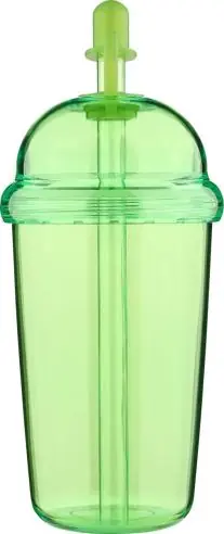 Vaso rPET Glow 500 ml tapa rosca pajita silicona frío